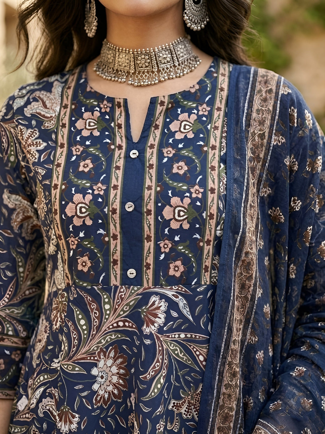 Printed Anarkali Kurta Set With Dupatta