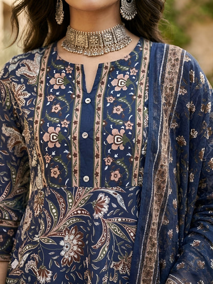 Printed Anarkali Kurta Set With Dupatta
