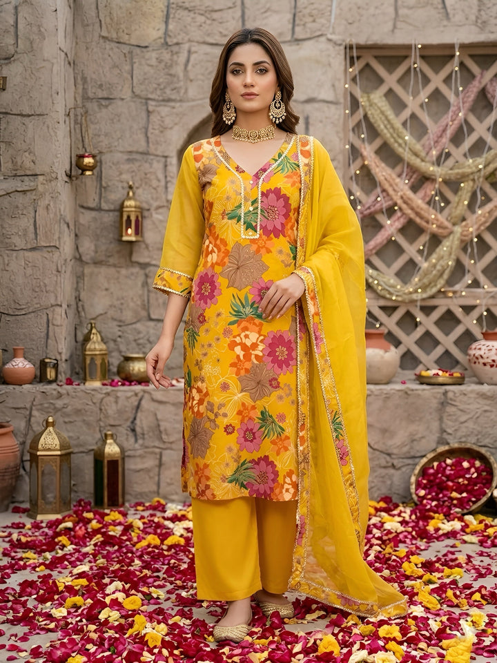 Printed Straight Kurta Set With Dupatta
