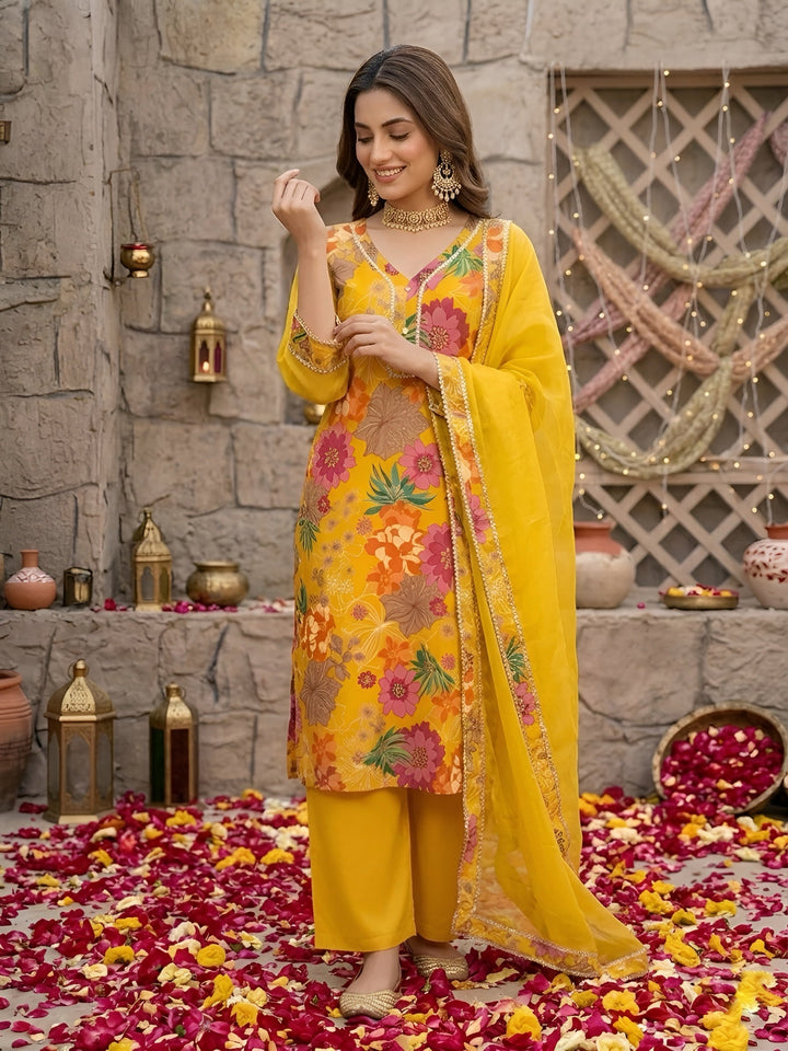 Printed Straight Kurta Set With Dupatta