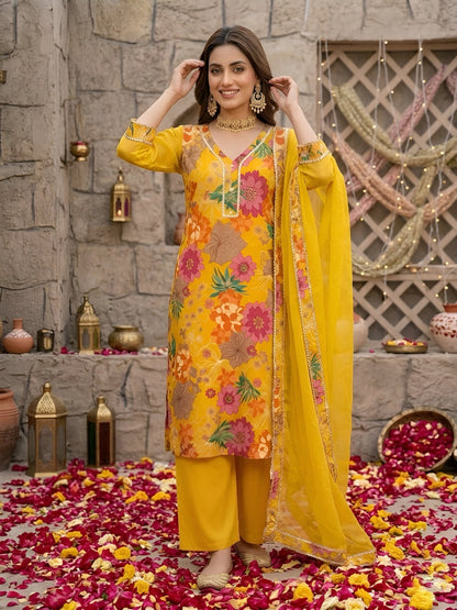 Printed Straight Kurta Set With Dupatta