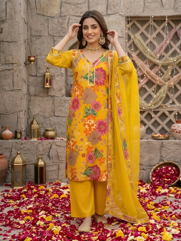 Printed Straight Kurta Set With Dupatta