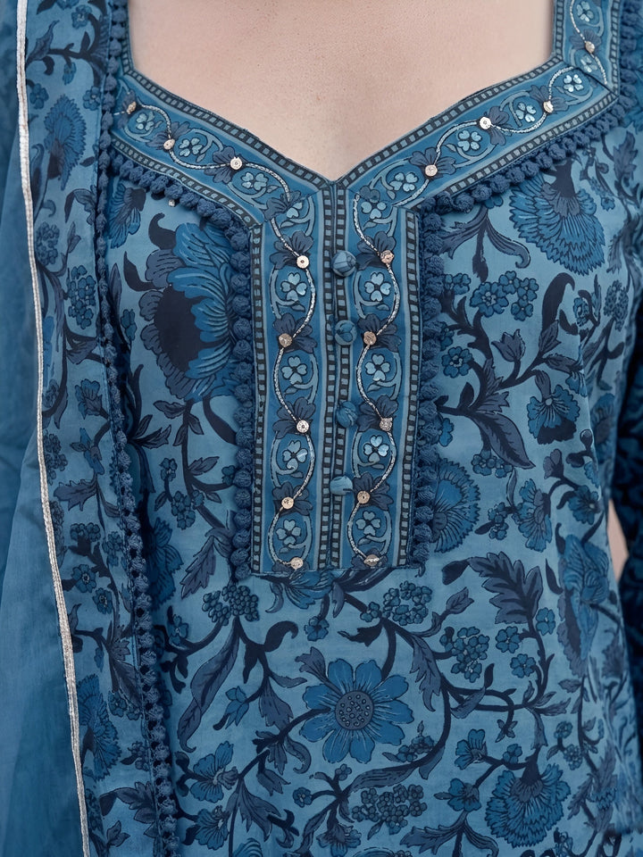 Printed Straight Kurta Set With Dupatta