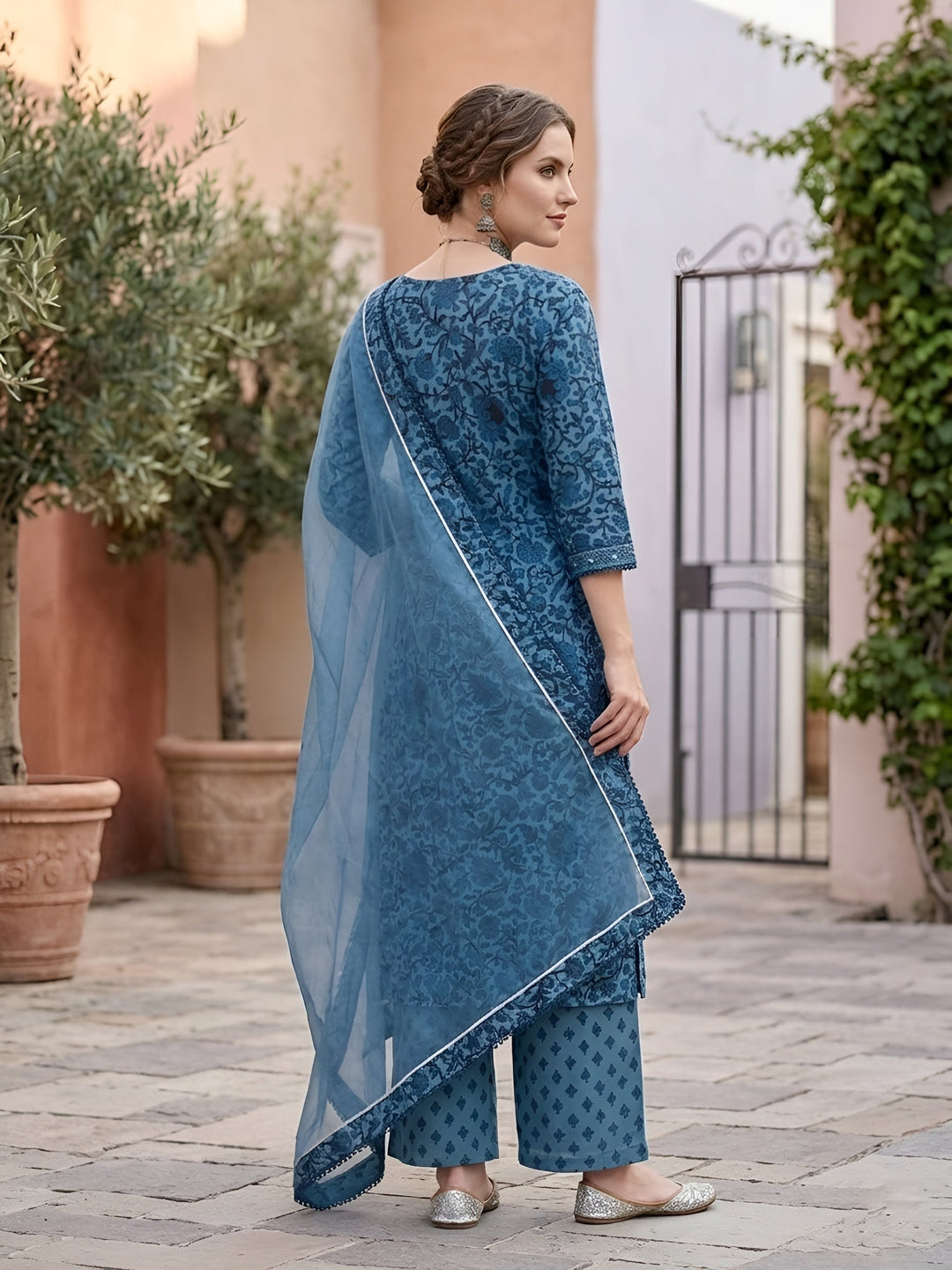 Printed Straight Kurta Set With Dupatta