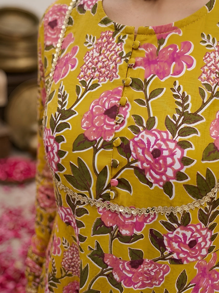 Floral Printed Anarkali Kurta Set With Dupatta