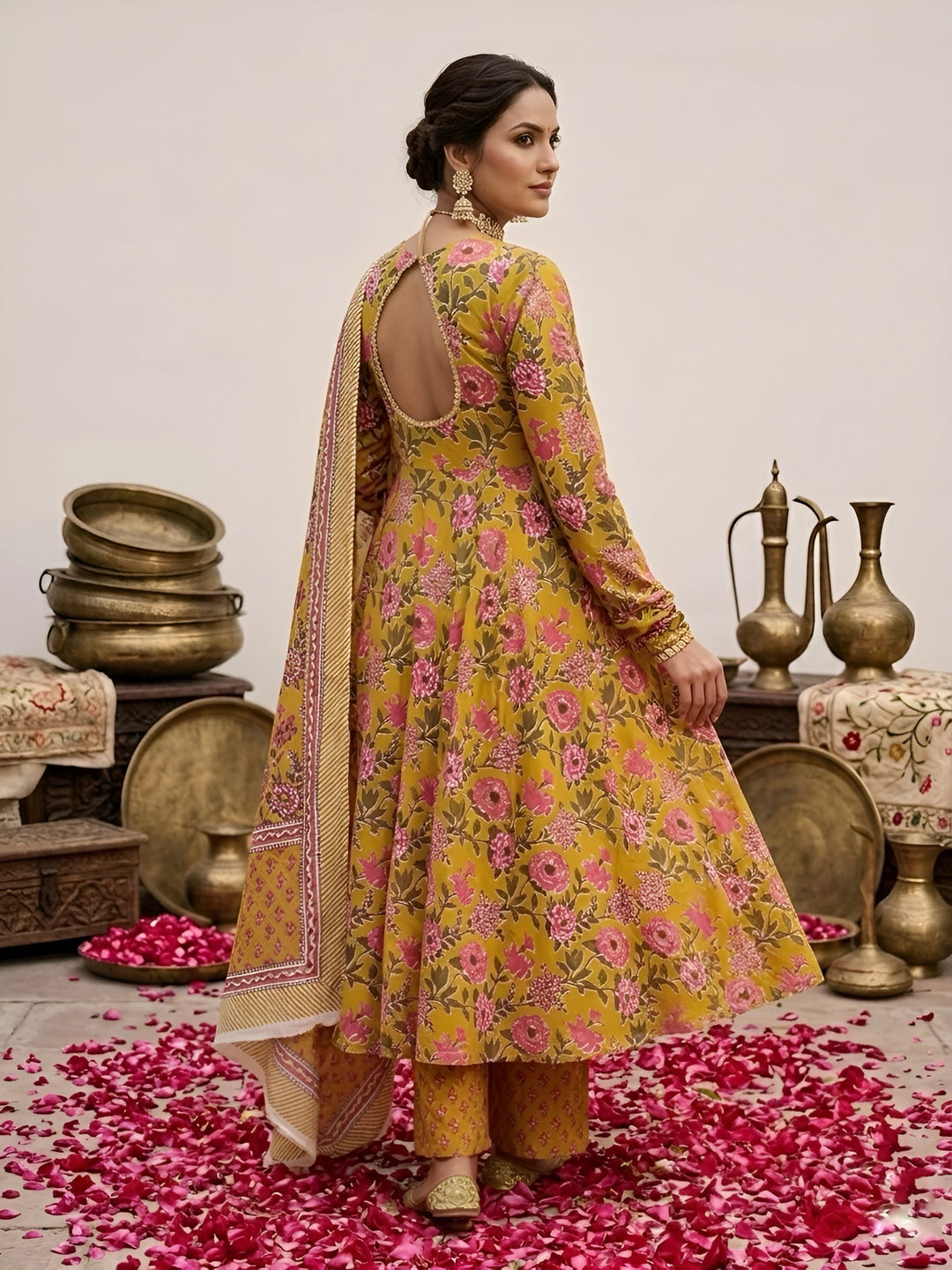Floral Printed Anarkali Kurta Set With Dupatta