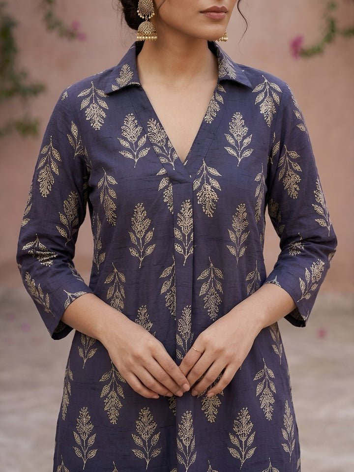 Printed Straight Kurta with Three Quarter Sleeves