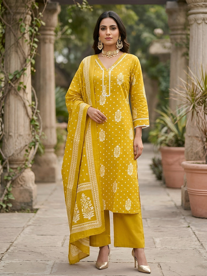 Printed Straight Kurta Set With Dupatta
