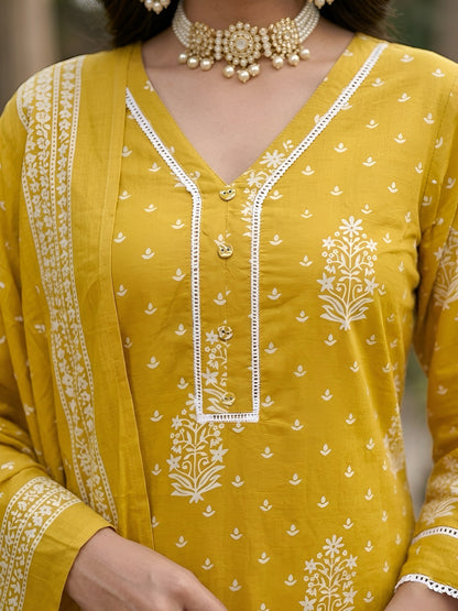 Printed Straight Kurta Set With Dupatta