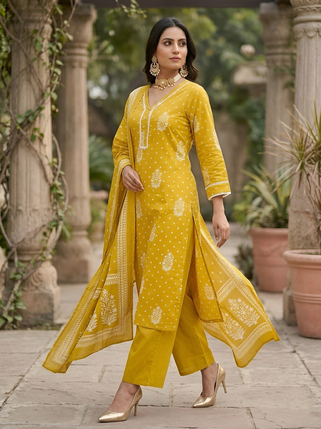 Printed Straight Kurta Set With Dupatta