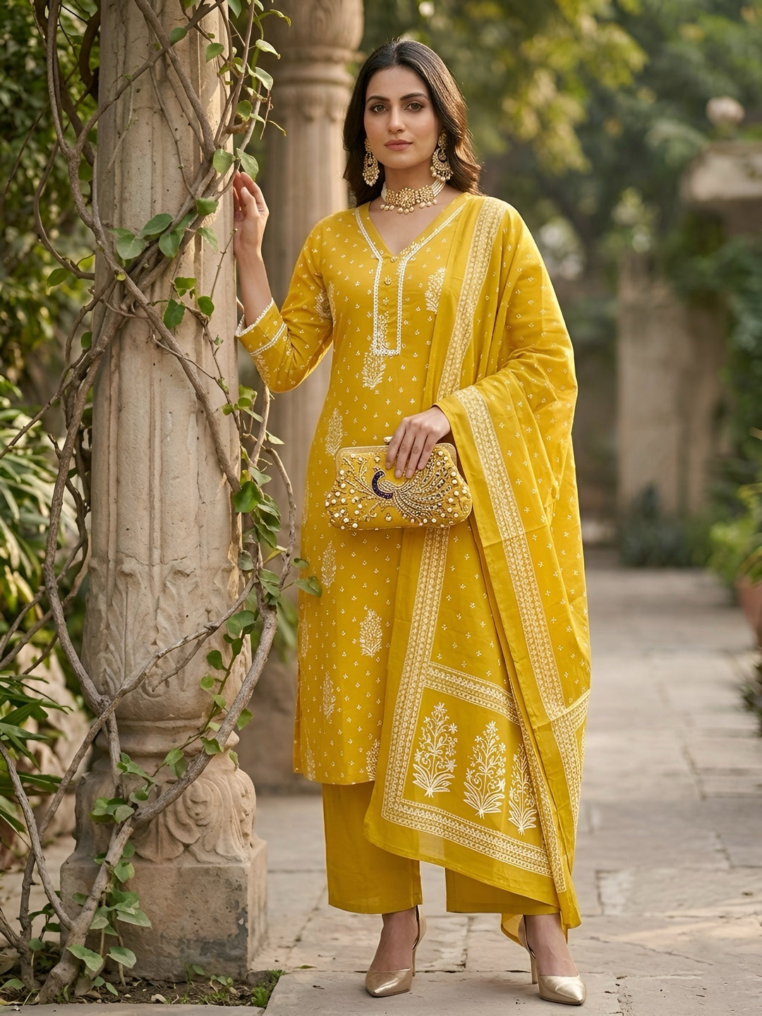 Printed Straight Kurta Set With Dupatta