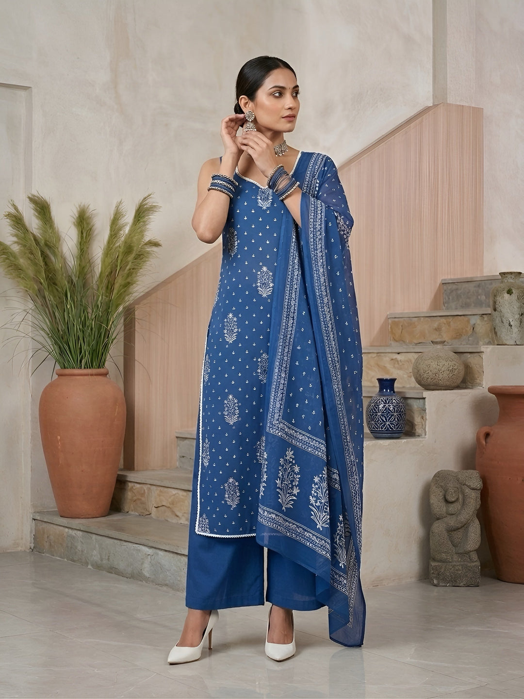Printed Straight Kurta Set With Dupatta