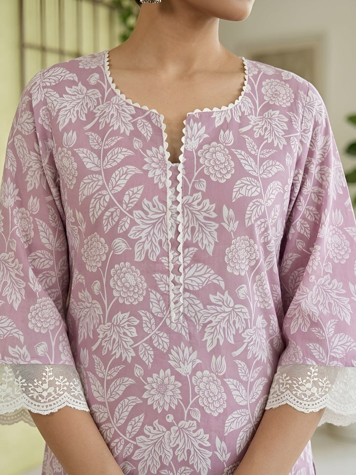 Printed Straight Kurta With Three Quarter Sleeves