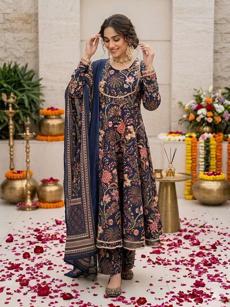 Printed Anarkali Kurta Set With