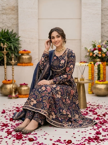 Printed Anarkali Kurta Set With