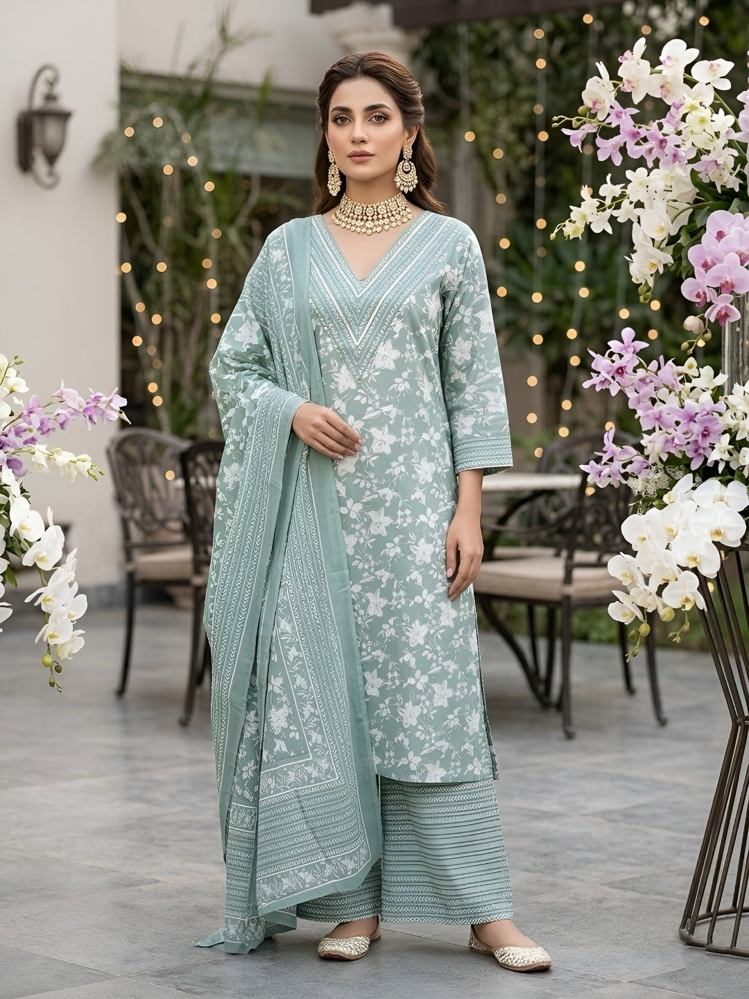 Printed Straight Kurta Set With