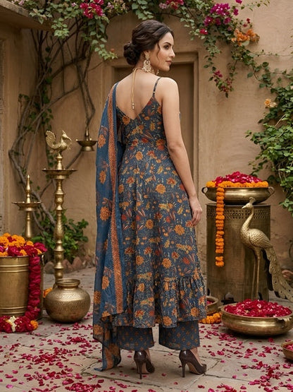 Printed Anarkali Kurta Set With Dupatta