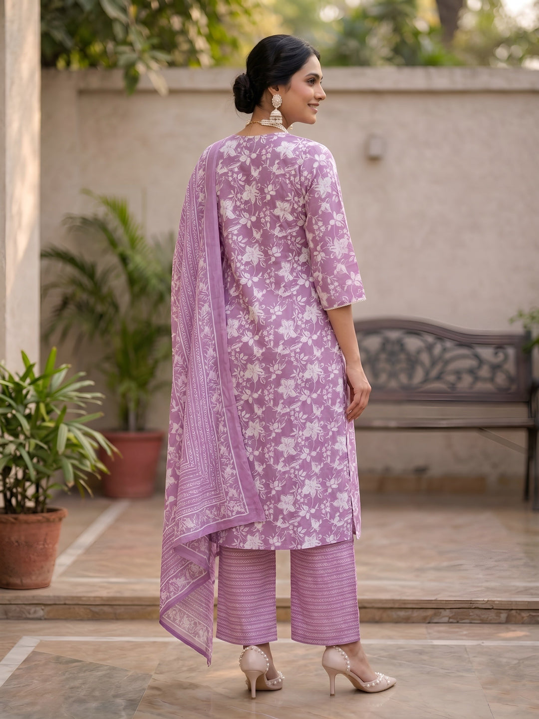 Printed A-Line Kurta Set With Dupatta