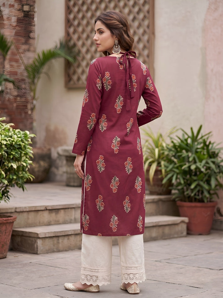 Printed Straight Kurta With Three Quarter