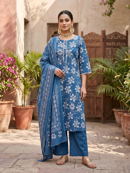 Printed Straight Kurta Set With Dupatta