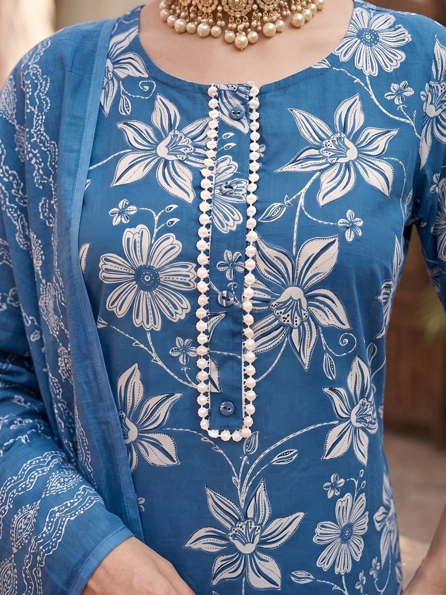 Printed Straight Kurta Set With Dupatta