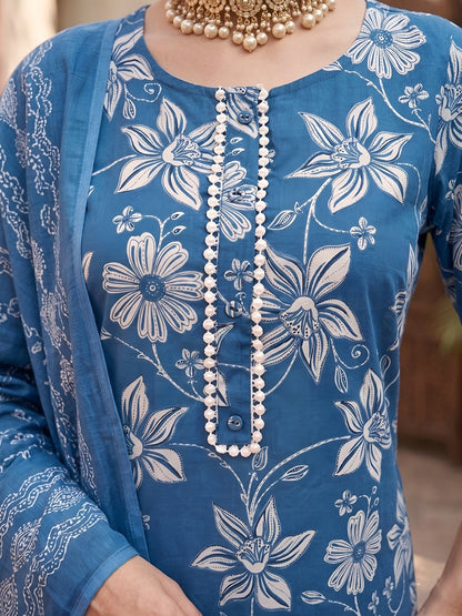 Printed Straight Kurta Set With Dupatta