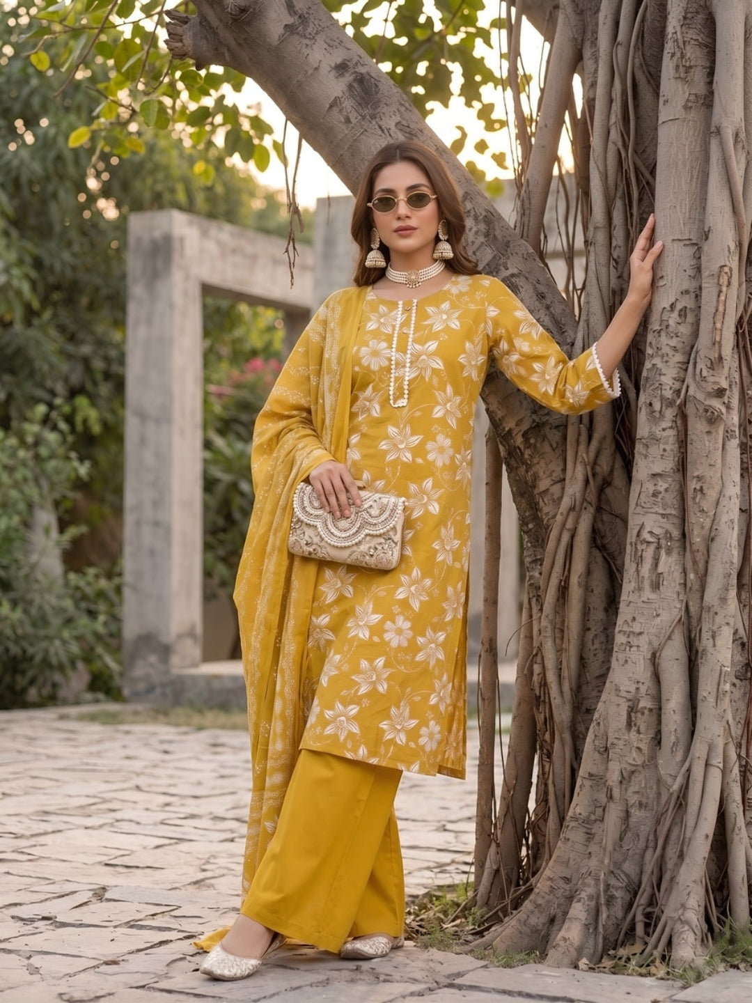 Printed Straight Kurta Set With Dupatta