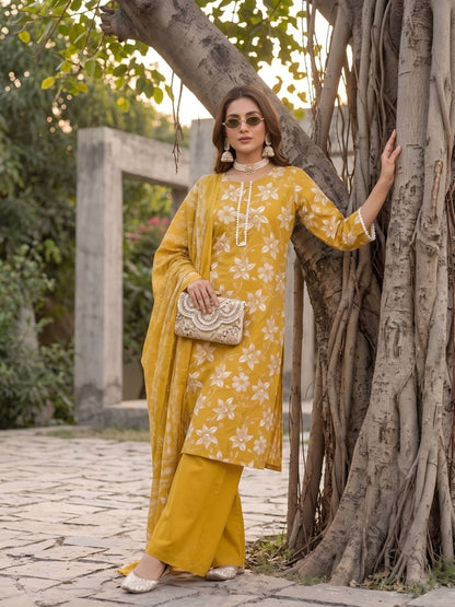 Printed Straight Kurta Set With Dupatta