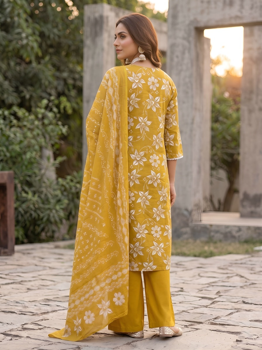 Printed Straight Kurta Set With Dupatta