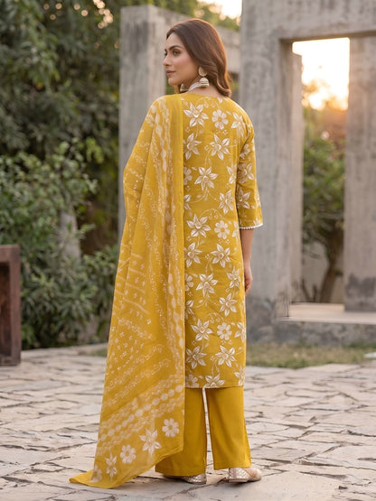 Printed Straight Kurta Set With Dupatta