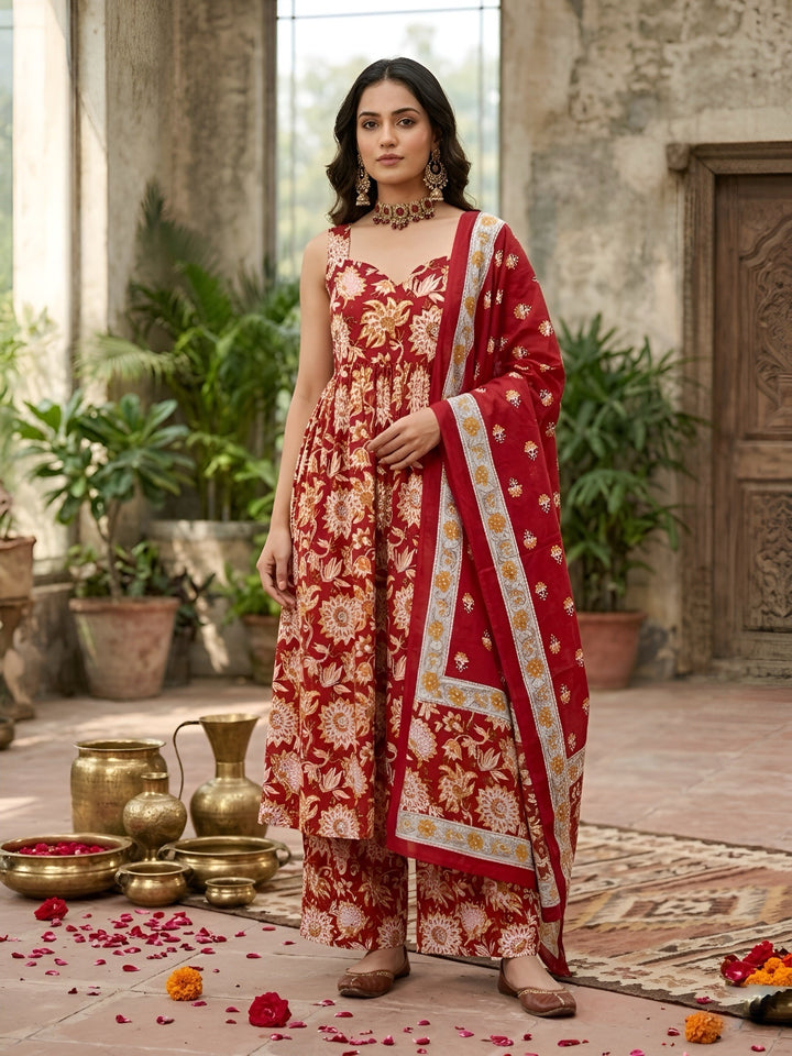 Printed Anarkali Kurta Set With Dupatta