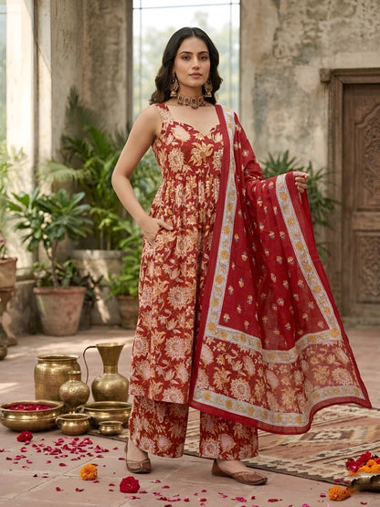 Printed Anarkali Kurta Set With Dupatta