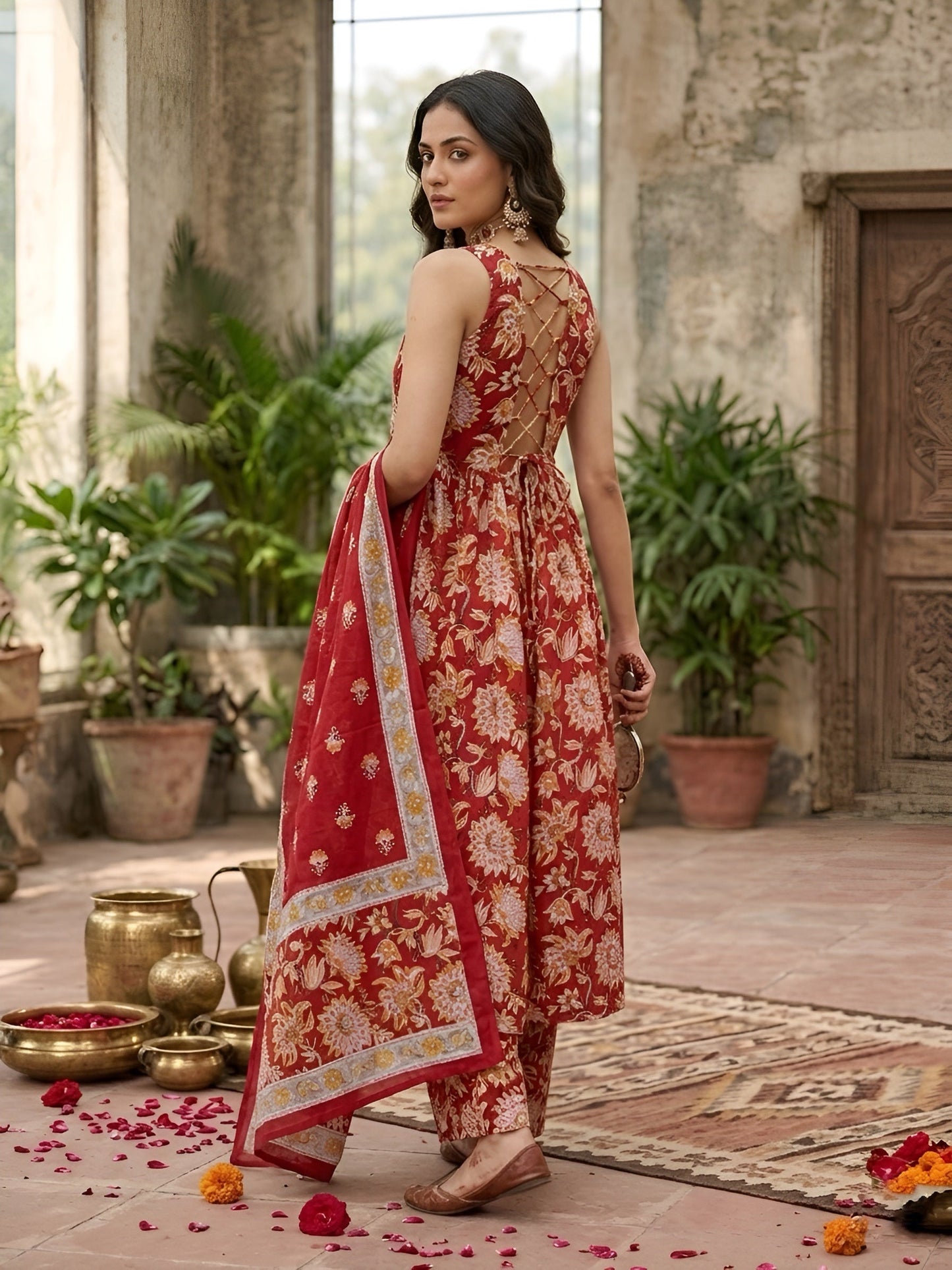 Printed Anarkali Kurta Set With Dupatta