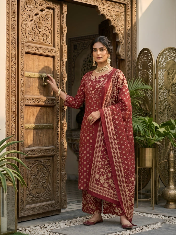 Printed Straight Kurta Set With Dupatta