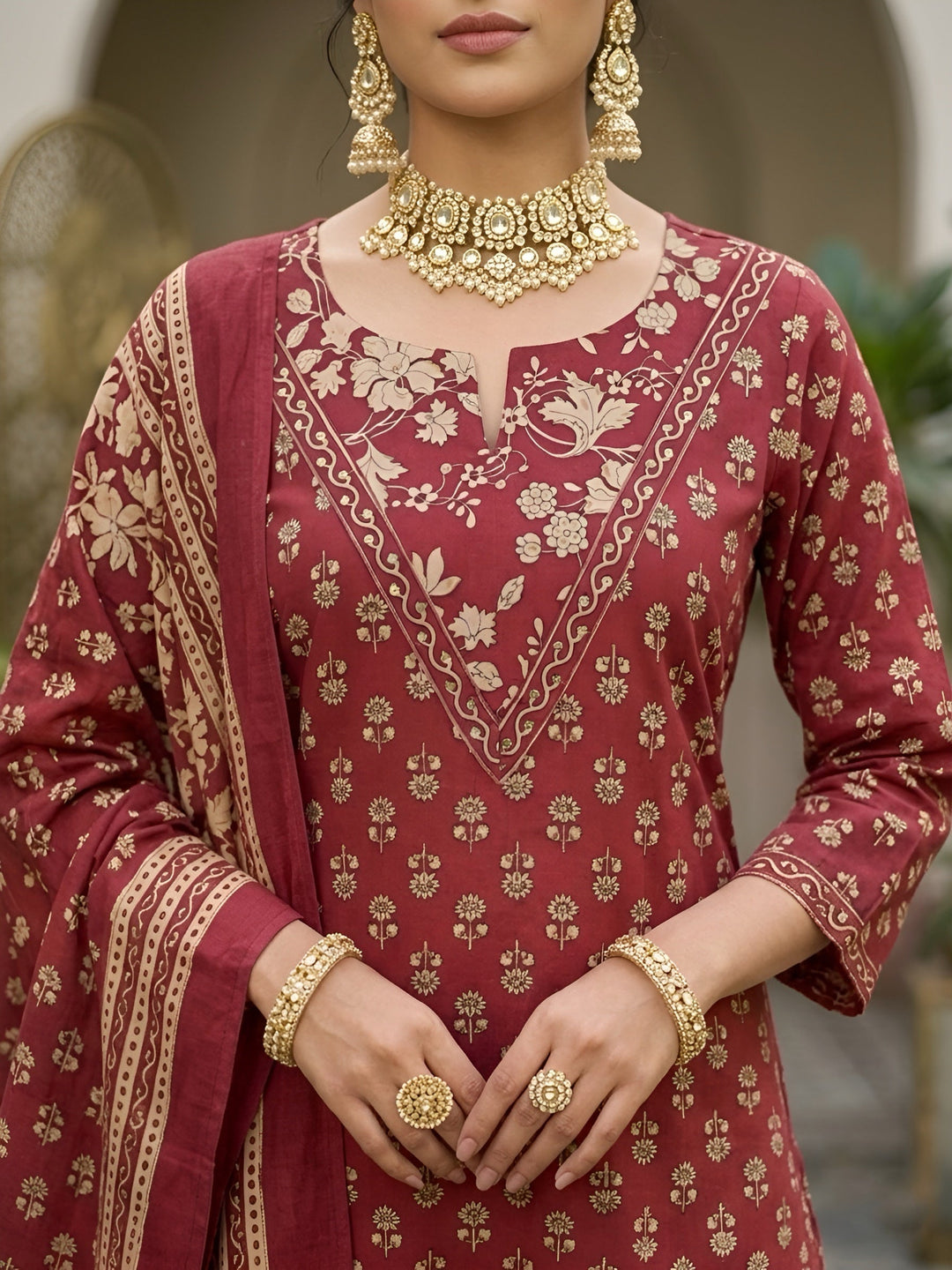 Printed Straight Kurta Set With Dupatta