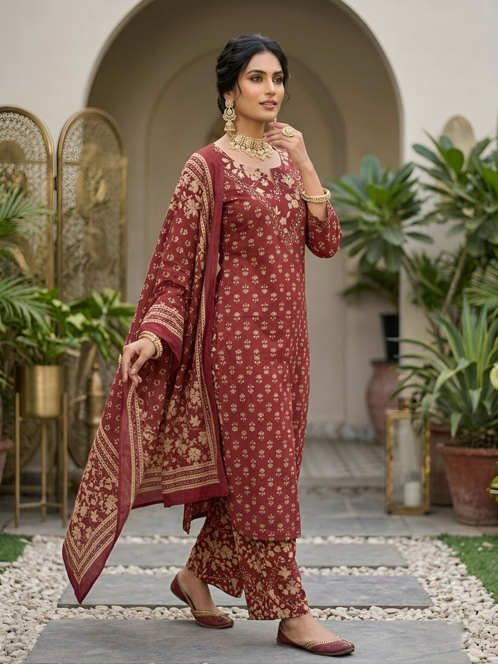 Printed Straight Kurta Set With Dupatta