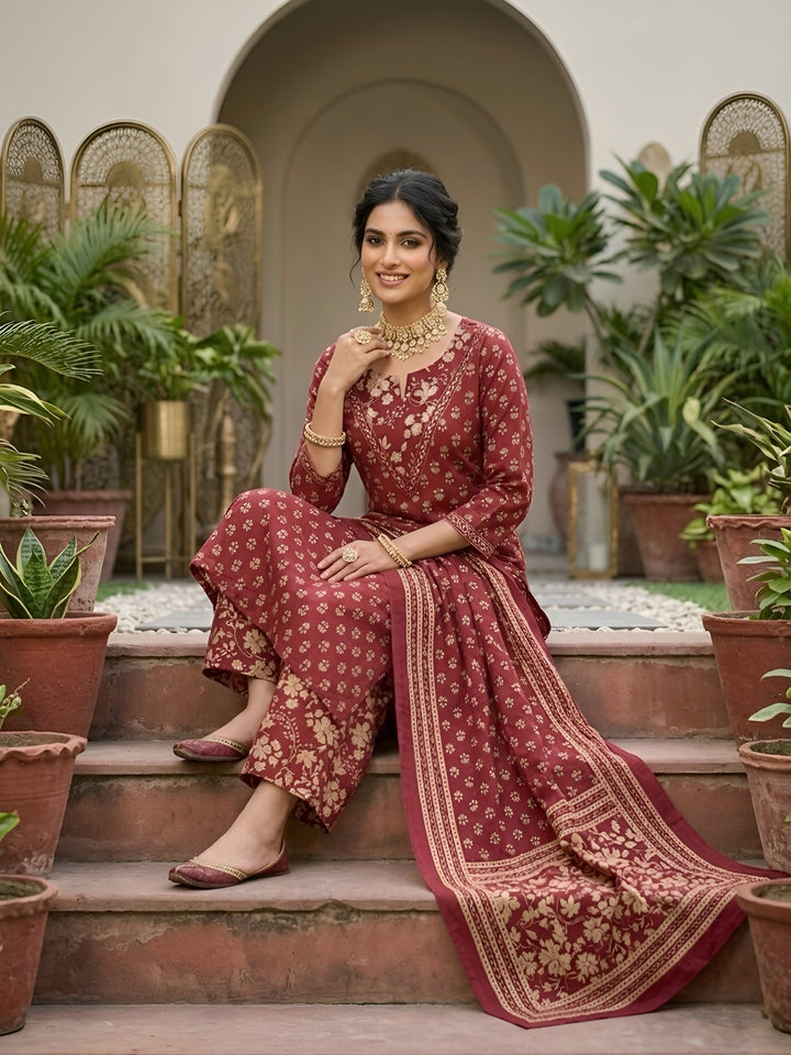 Printed Straight Kurta Set With Dupatta