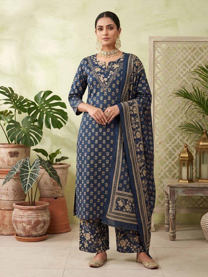 Printed Straight Kurta Set With Dupatta