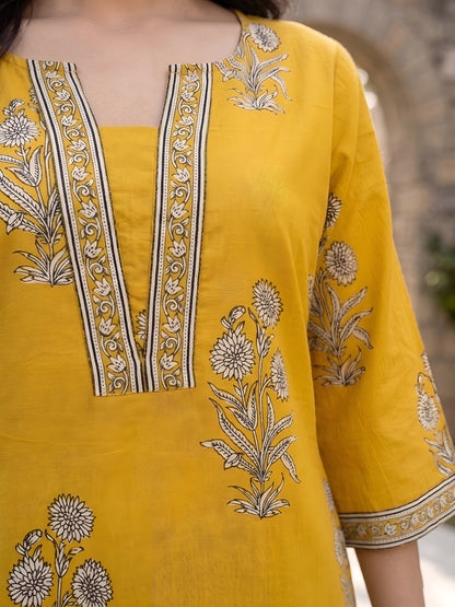 Printed Straight Kurta with Three Quarter Sleeves