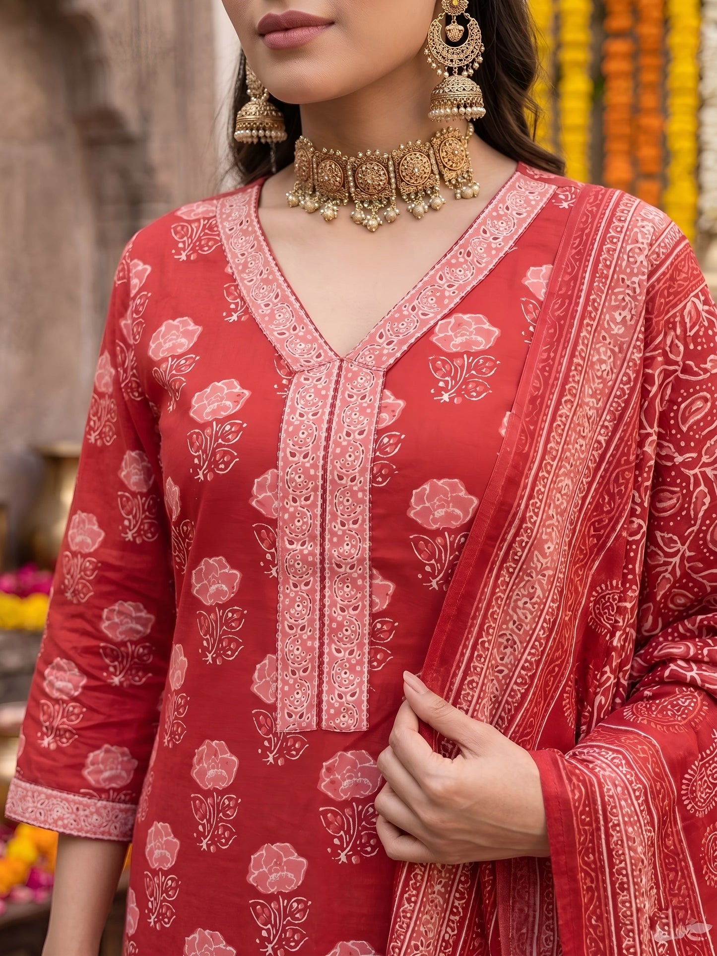 Printed Straight Kurta Set With Dupatta