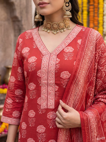 Printed Straight Kurta Set With Dupatta