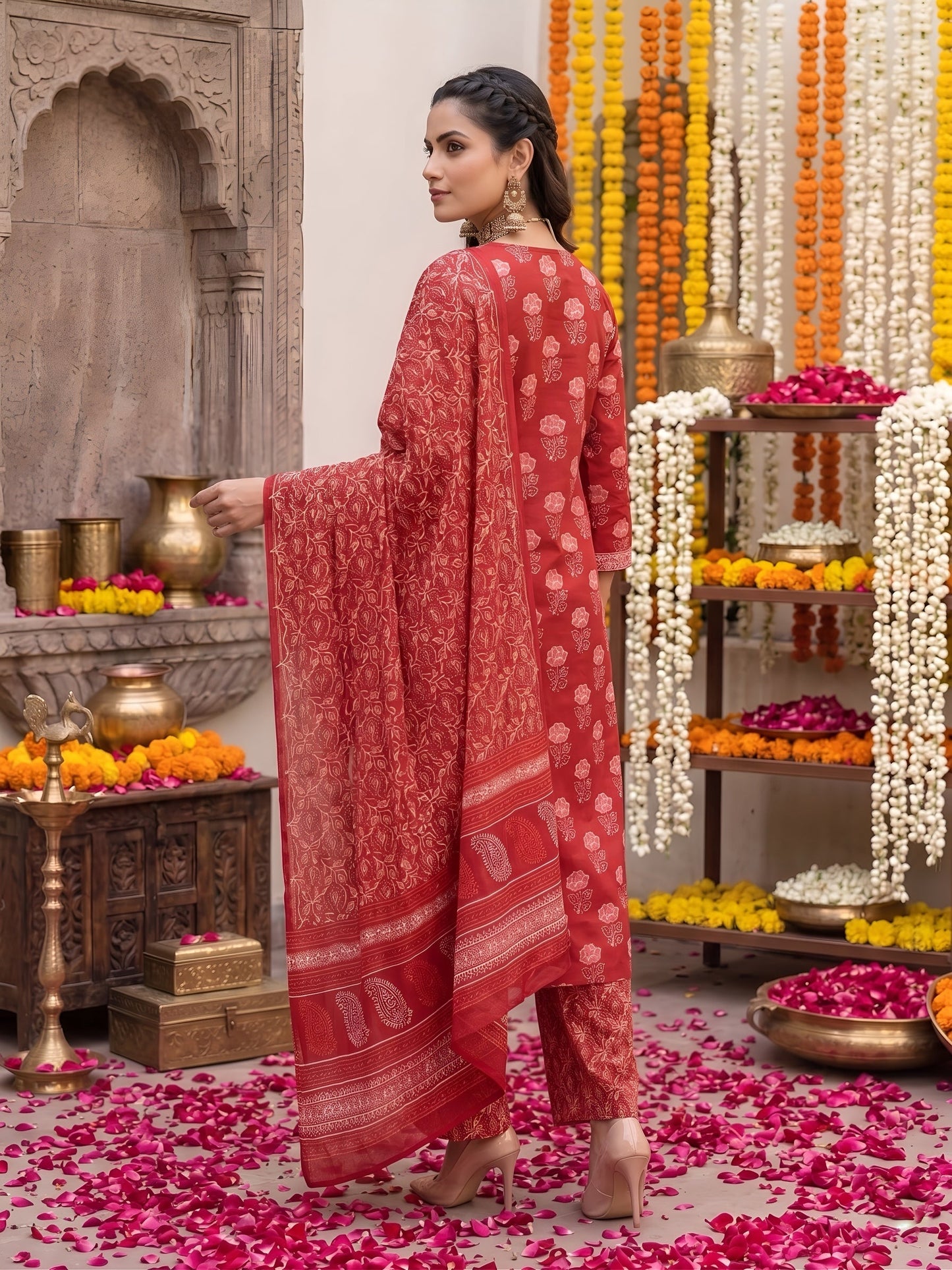 Printed Straight Kurta Set With Dupatta