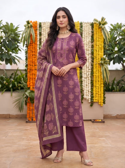 Printed Straight Kurta Set With Dupatta