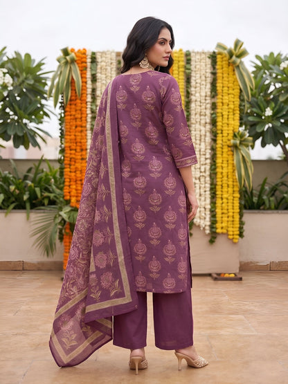 Printed Straight Kurta Set With Dupatta