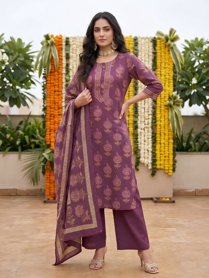 Printed Straight Kurta Set With Dupatta