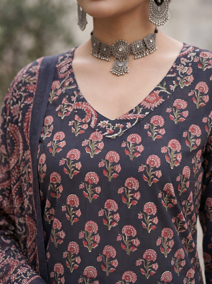 Printed Straight Kurta Set With Dupatta