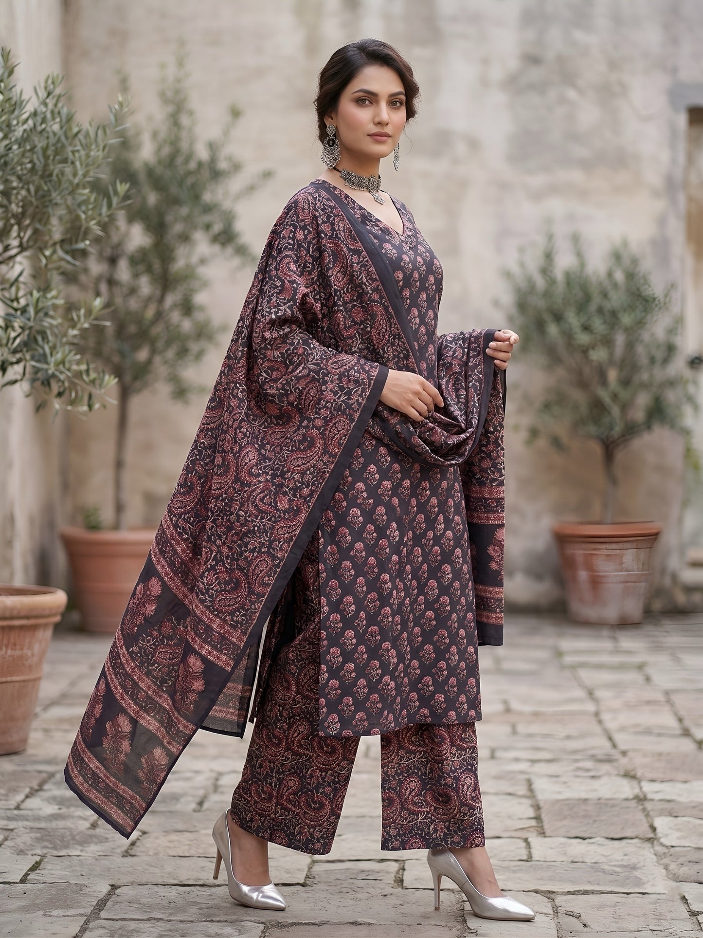 Printed Straight Kurta Set With Dupatta