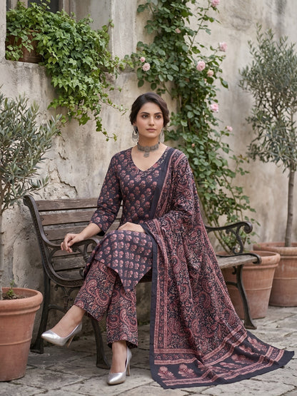 Printed Straight Kurta Set With Dupatta
