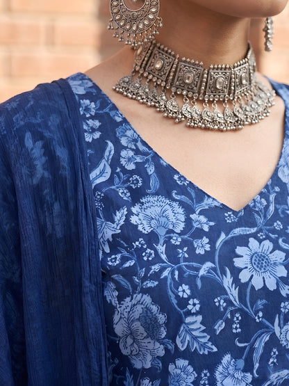 Printed Straight Kurta Set With Dupatta