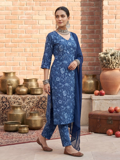 Printed Straight Kurta Set With Dupatta